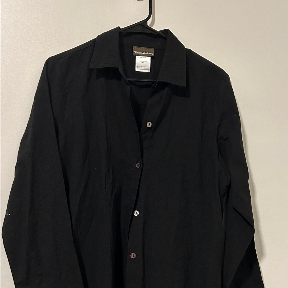 Tommy Bahama 100% Cotton Black Tunic Shirt Button Down Size Small